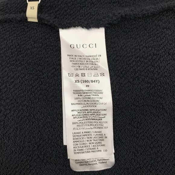 EM0060 Gucci black logo embroidered hooded drawstring long-sleeved sweatshirt XS - Picture 6 of 7